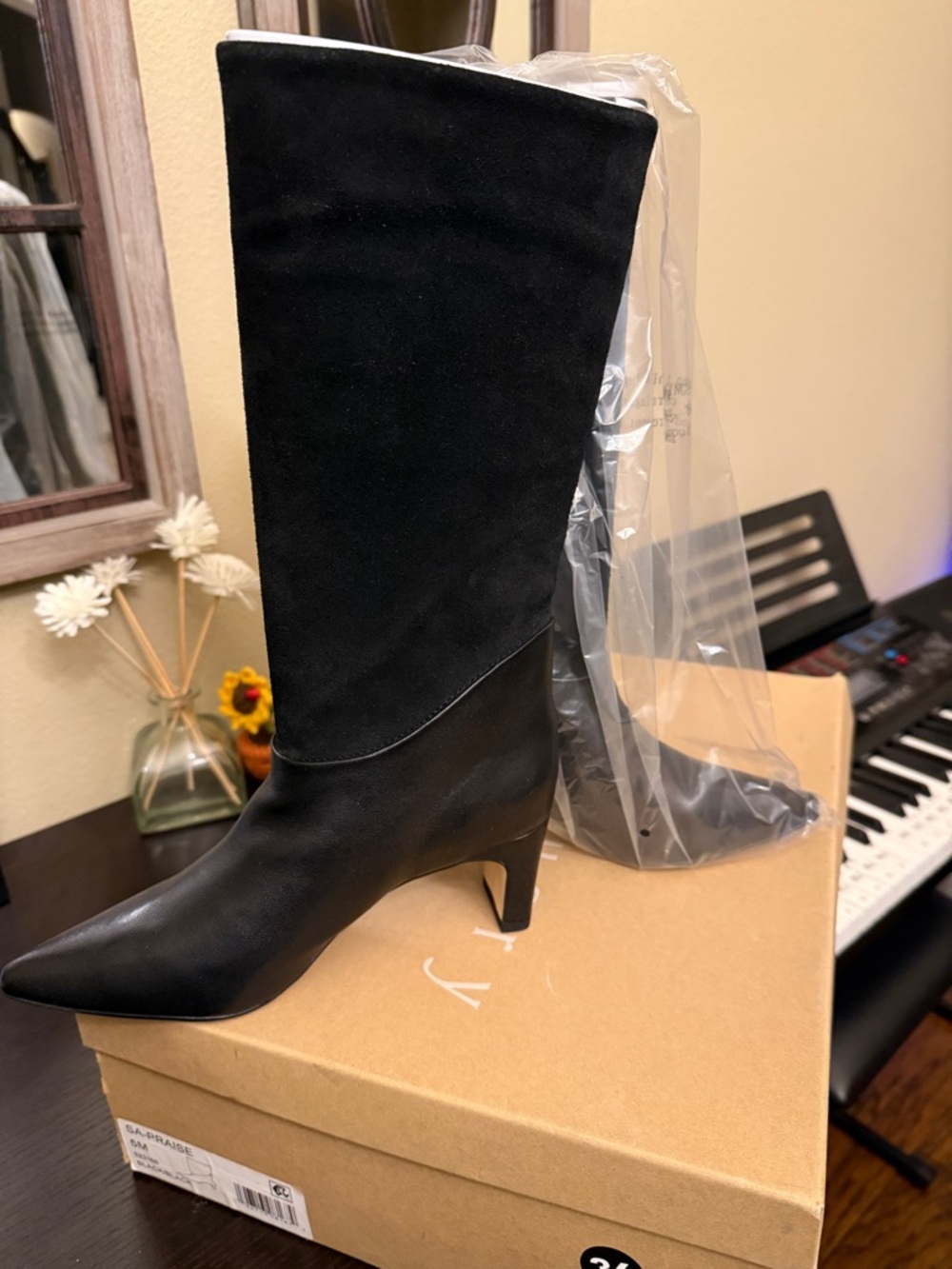 Sanctuary Black Praise Pointed Toe Block Heel Boots Womens Size 5 NIB - Picture 4 of 10
